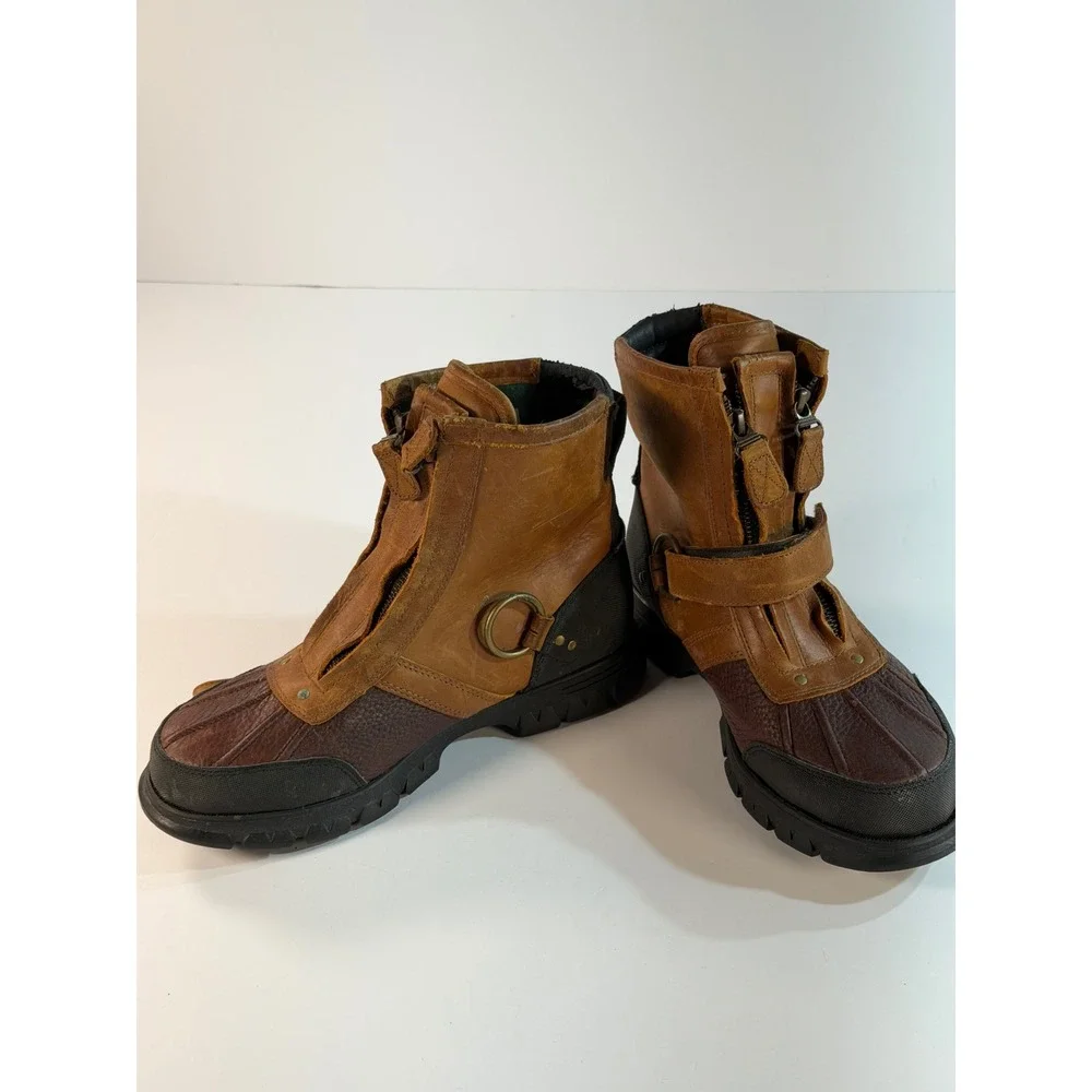 Polo Ralph Lauren Conquest Hi III Brown Leather Duck Boots Mens 8D CNQST HI III